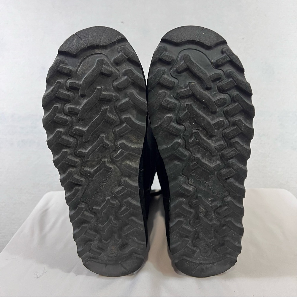 Bearpaw Boots Womens 9 Black Mid Calf Suede Faux Fur Trim Pull On Lace Up - Picture 8 of 10